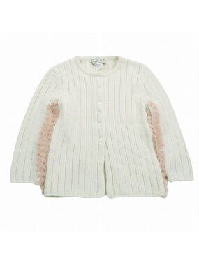 Versace Gianni Mink Knit Cardigan Top Long Sleeve White 40